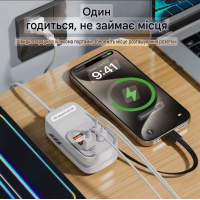 Мережевий зарядний пристрій USB-хаб 6 в 1 від розетки 220V (3xUSB + 3xType-C PD), потужна швидка зарядка для телефонів, ноутбуків та гаджетів