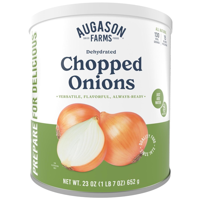 Сублімована ріпчаста цибуля шматочками Augason Farms Dehydrated Chopped Onions (130 порцій, 652г) термін зберігання 25 років