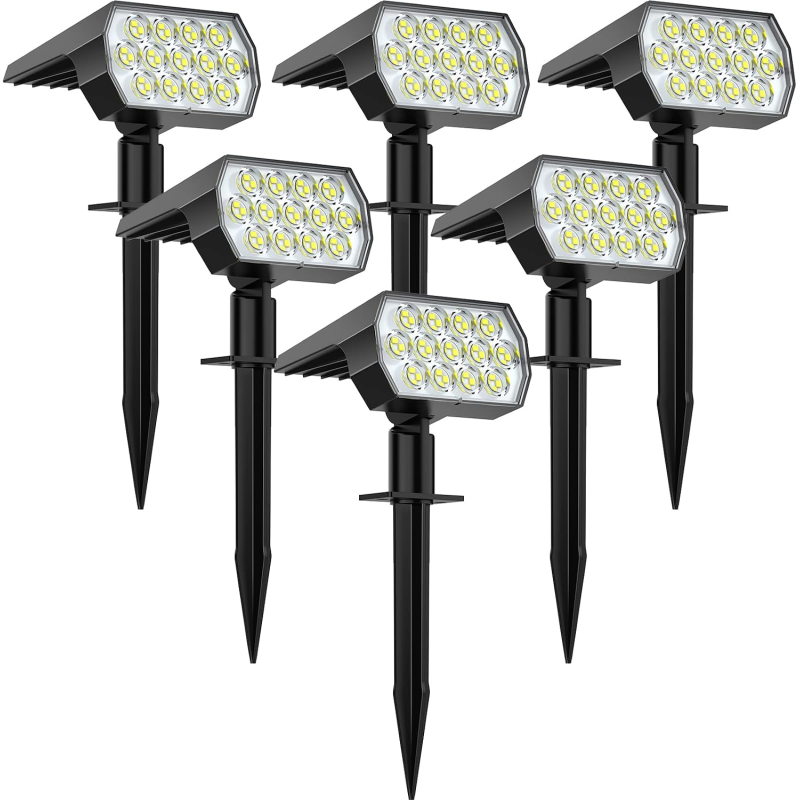 Автономний ландшафтний прожектор WELALO 65 LED IP68 Cool White — Садовий світильник на сонячній батареї (1 шт.)