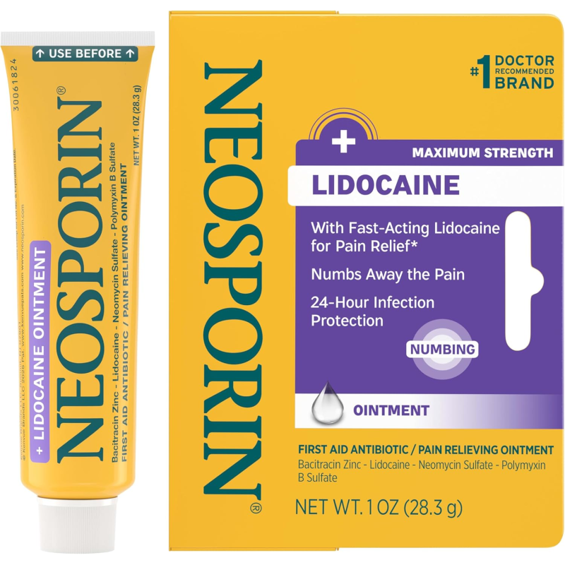 Мазь антибіотик з лідокаїном Neosporin + Lidocaine Pain Relief, 28.3 г (США) — для тактичних аптечок IFAK