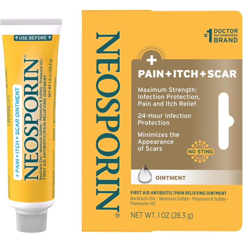Мазь антибіотик з знеболюючим ефектом Neosporin + Pain, Itch & Scar (США), 28.3 г
