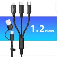 Універсальний зарядний кабель 3 в 1 з подвійним входом USB/Type-C (довжина 1.2 метра) Універсальний зарядний кабель 3 в 1 з подвійним входом USB/Type-C (довжина 1.2 метра)