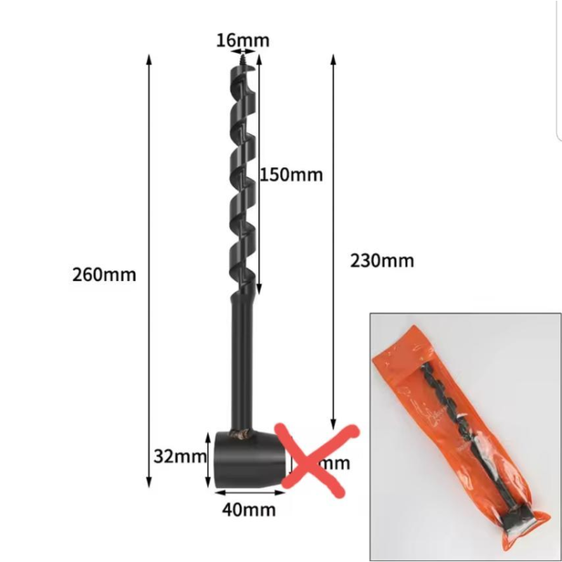 Шнекове свердло 16 мм високовуглецева сталь Виживання в лісі