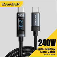 Кабель Essager Type-C to Type-C 240W PD 3.1 з LED-дисплеєм потужності (1 метр), чорний