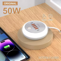 Мережевий USB-подовжувач розетка з Type-C та LED підсвіткою (європейська вилка)
