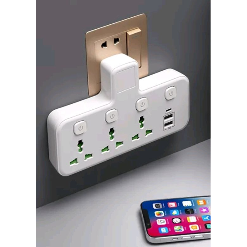 Трійник США змінного струму 110вольт + IQ + TYPE-C